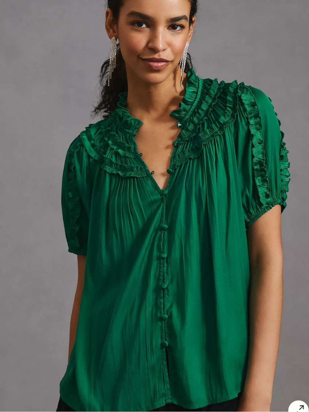 By Anthropologie emerald green silky top
